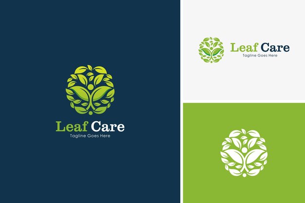 Diseño vectorial del logotipo del icono médico de cuidado de hojas de la naturaleza plantilla de diseño del logotipo de cuidado de la salud