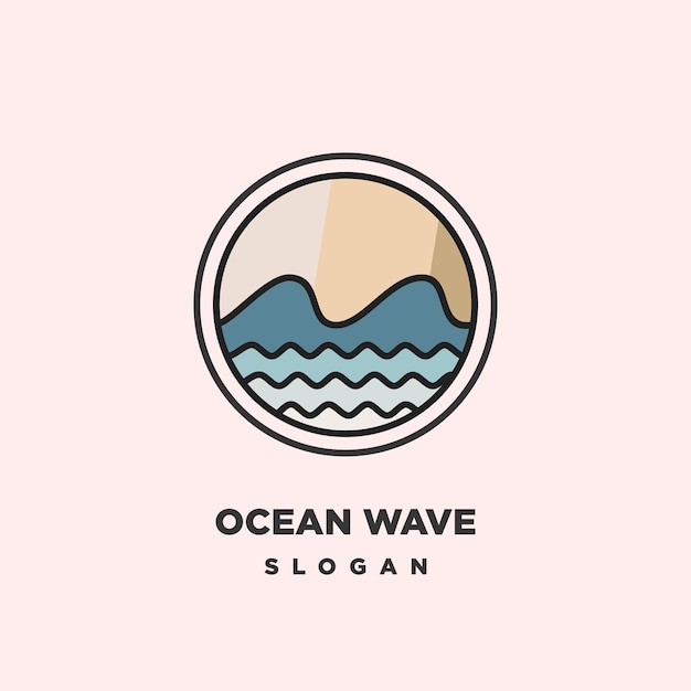 Diseño vectorial del logotipo del icono Ocean Wave Circle 3