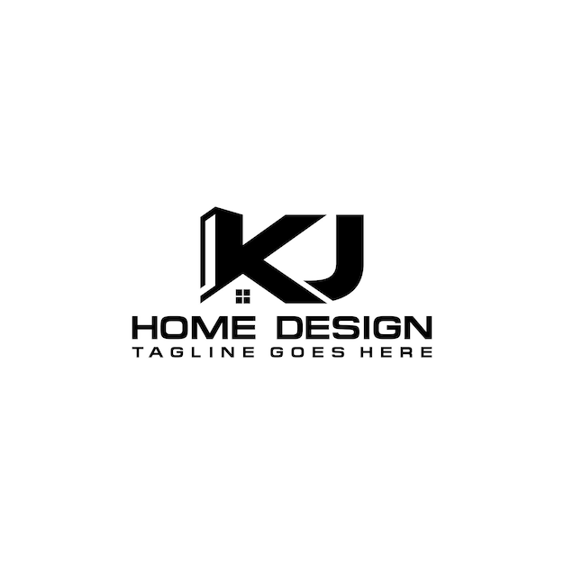 Diseño vectorial del logotipo inicial de bienes raíces y apartamentos de KJ