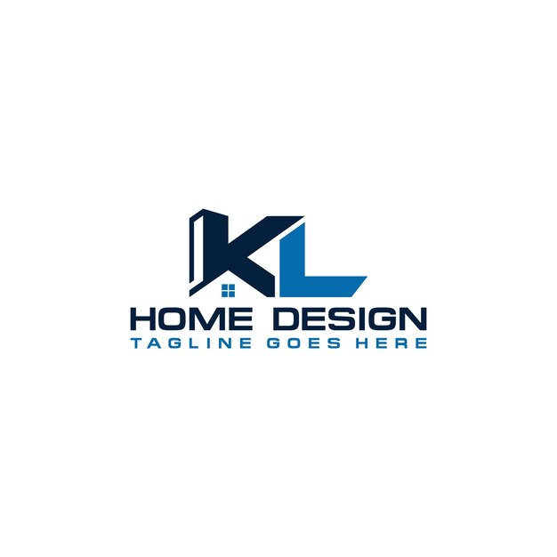 Diseño vectorial del logotipo inicial de bienes raíces y apartamentos de KL