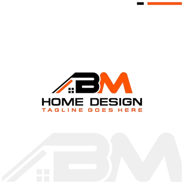 Diseño vectorial del logotipo inicial de casa o bienes raíces de BM
