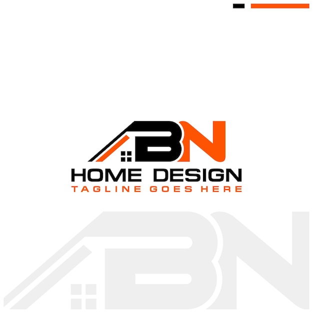 Diseño vectorial del logotipo inicial de casa o bienes raíces BN