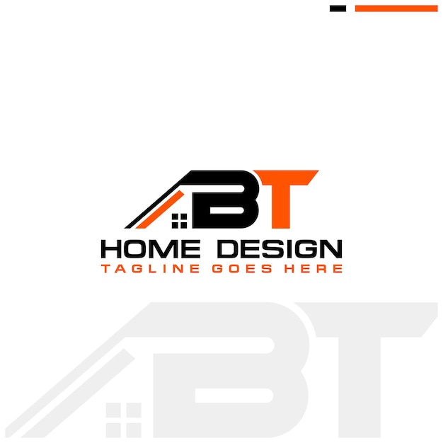 Diseño vectorial del logotipo inicial de casa o bienes raíces de BT