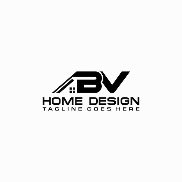 Diseño vectorial del logotipo inicial de casa o bienes raíces de BV