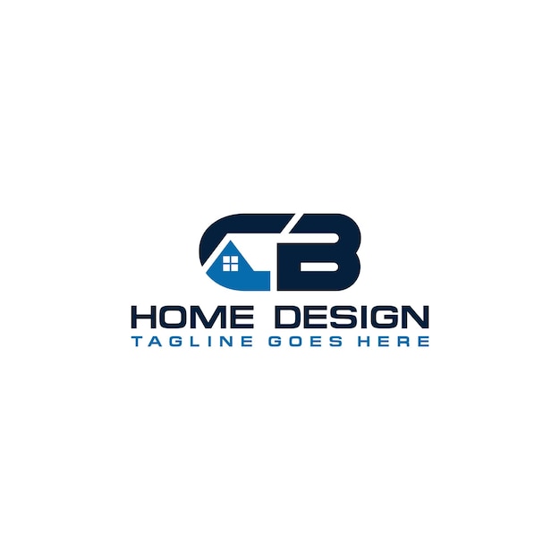 Diseño vectorial del logotipo inicial de casa o bienes raíces CB