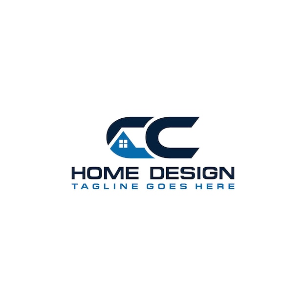 Diseño vectorial del logotipo inicial de casa o bienes raíces CC