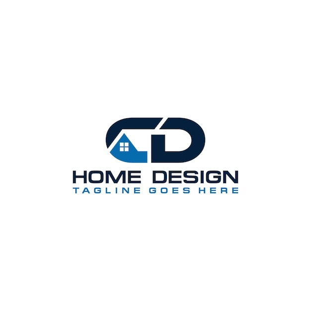 Diseño vectorial del logotipo inicial de casa o bienes raíces del CD