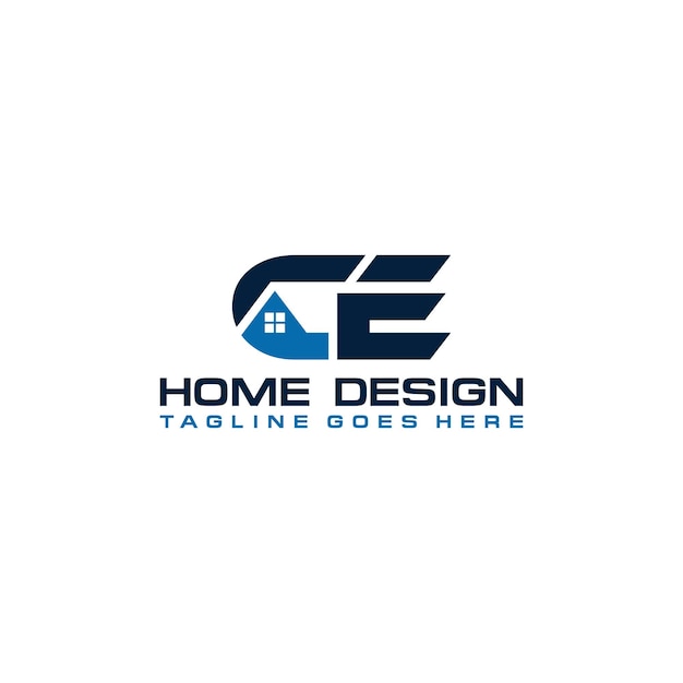 Diseño vectorial del logotipo inicial de casa o bienes raíces CE