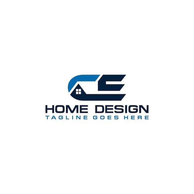 Diseño vectorial del logotipo inicial de casa o bienes raíces CE