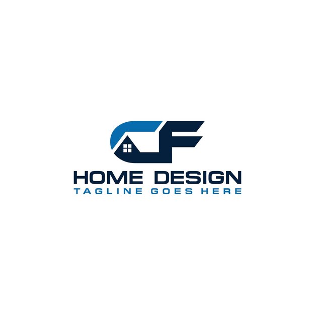 Diseño vectorial del logotipo inicial de casa o bienes raíces CF