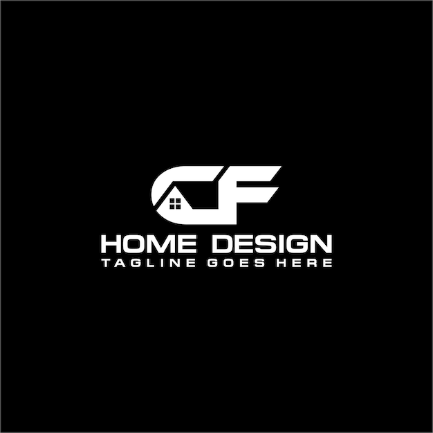 Diseño vectorial del logotipo inicial de casa o bienes raíces CF