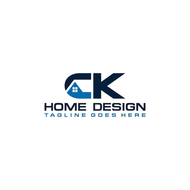 Diseño vectorial del logotipo inicial de casa o bienes raíces de CK