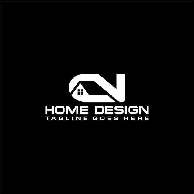 Diseño vectorial del logotipo inicial de casa o bienes raíces CN