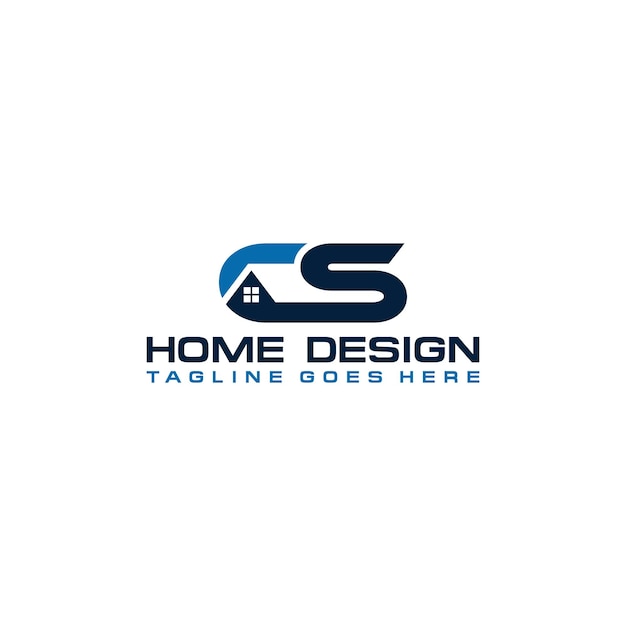 Diseño vectorial del logotipo inicial de casa o bienes raíces de CS