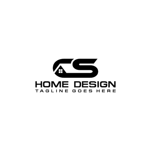 Diseño vectorial del logotipo inicial de casa o bienes raíces de CS