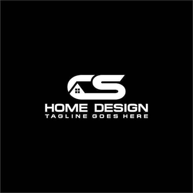 Diseño vectorial del logotipo inicial de casa o bienes raíces de CS