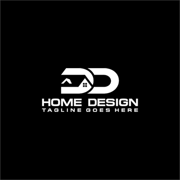 Diseño vectorial del logotipo inicial de casa o bienes raíces de DD