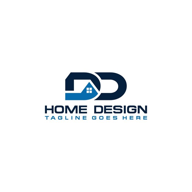 Diseño vectorial del logotipo inicial de casa o bienes raíces de DD