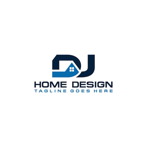 Diseño vectorial del logotipo inicial de casa o bienes raíces de DJ