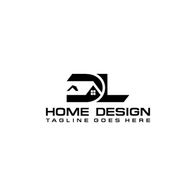 Diseño vectorial del logotipo inicial de casa o bienes raíces DL