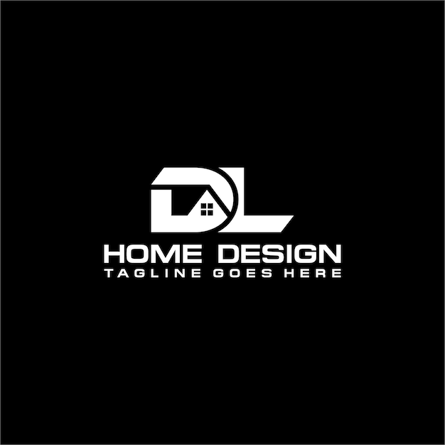 Diseño vectorial del logotipo inicial de casa o bienes raíces DL