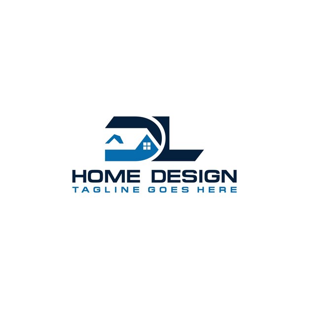 Diseño vectorial del logotipo inicial de casa o bienes raíces DL