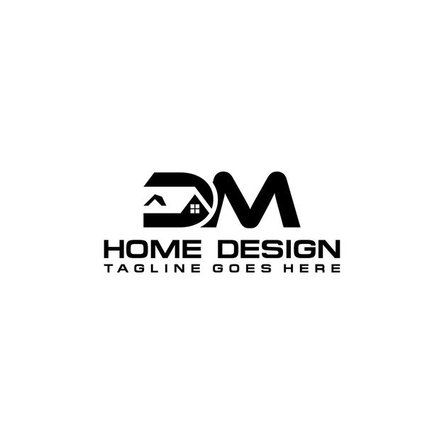 Diseño vectorial del logotipo inicial de casa o bienes raíces DM
