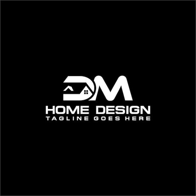 Diseño vectorial del logotipo inicial de casa o bienes raíces DM