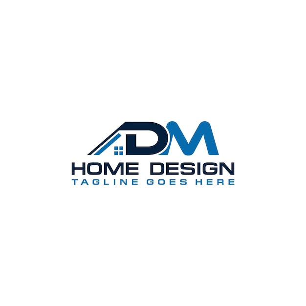 Diseño vectorial del logotipo inicial de casa o bienes raíces DM