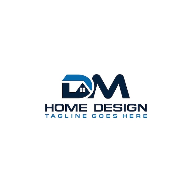 Diseño vectorial del logotipo inicial de casa o bienes raíces DM