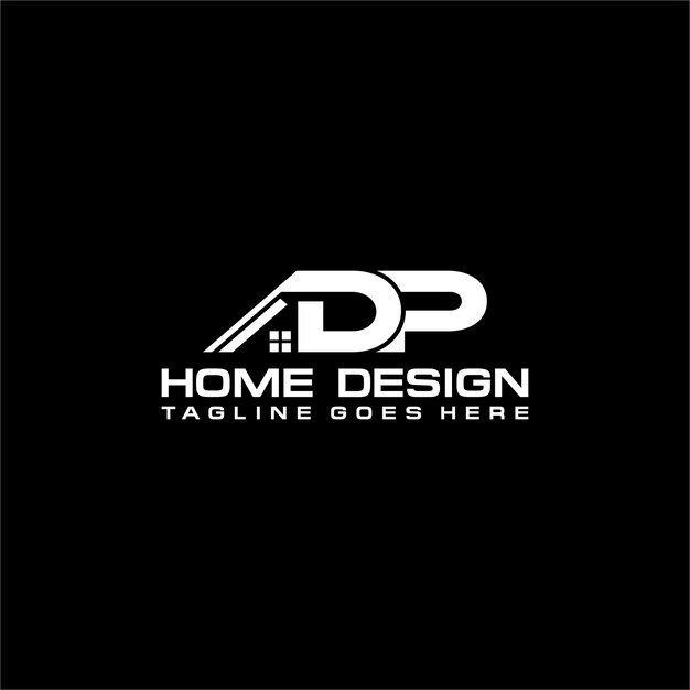 Diseño vectorial del logotipo inicial de casa o bienes raíces de DP