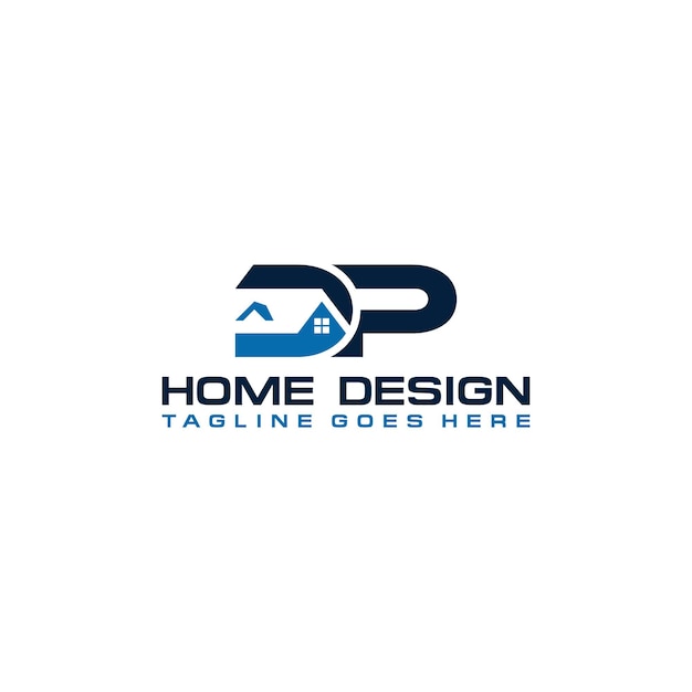 Diseño vectorial del logotipo inicial de casa o bienes raíces de DP