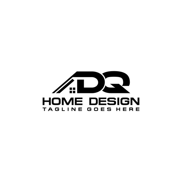 Diseño vectorial del logotipo inicial de casa o bienes raíces DQ