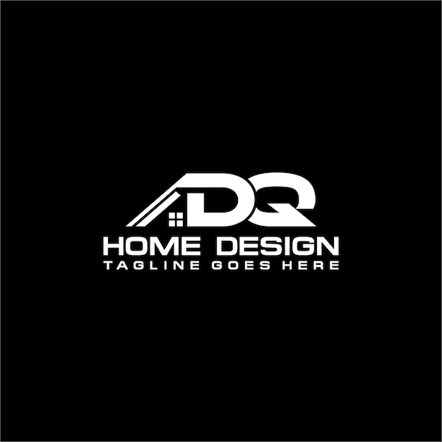 Diseño vectorial del logotipo inicial de casa o bienes raíces DQ
