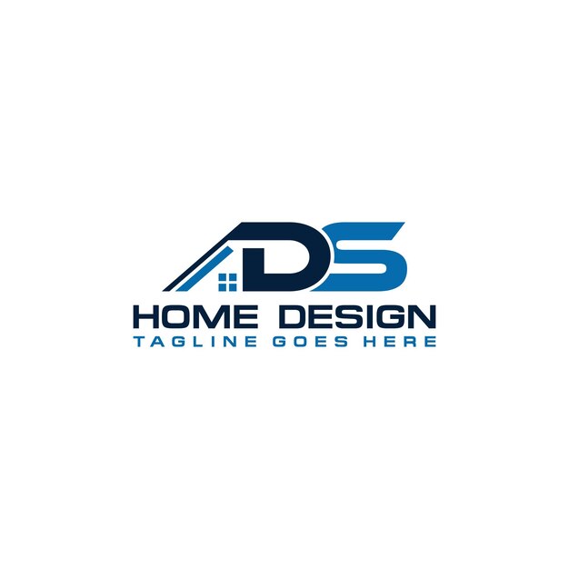 Diseño vectorial del logotipo inicial de casa o bienes raíces de DS