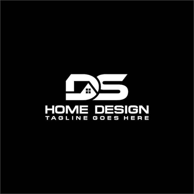Diseño vectorial del logotipo inicial de casa o bienes raíces de DS