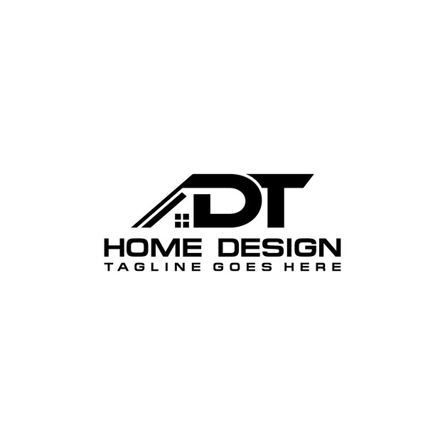 Diseño vectorial del logotipo inicial de casa o bienes raíces de DT