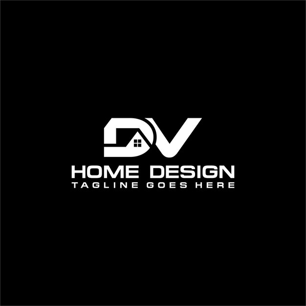 Diseño vectorial del logotipo inicial de casa o bienes raíces DV