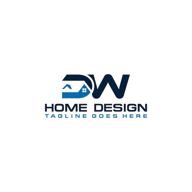 Diseño vectorial del logotipo inicial de casa o bienes raíces DW