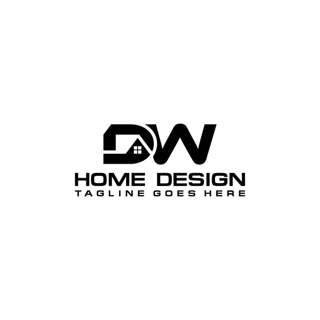 Diseño vectorial del logotipo inicial de casa o bienes raíces DW