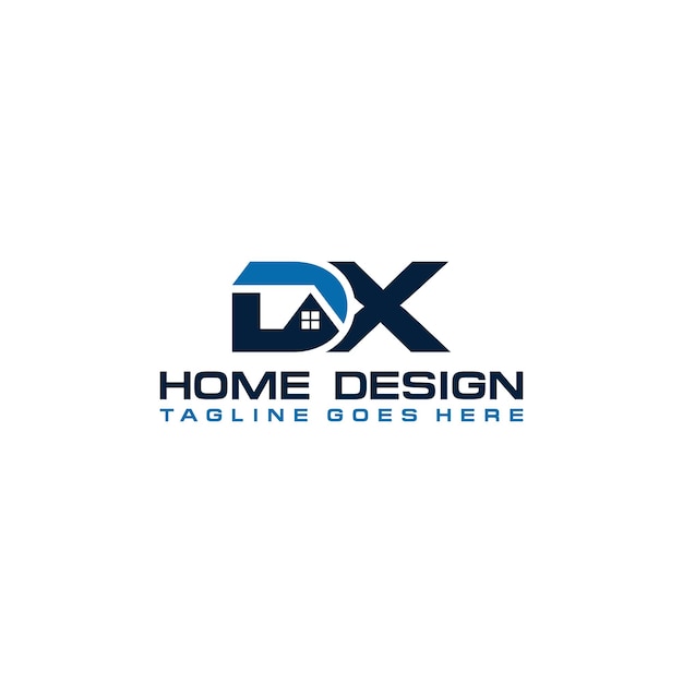 Diseño vectorial del logotipo inicial de casa o bienes raíces DX