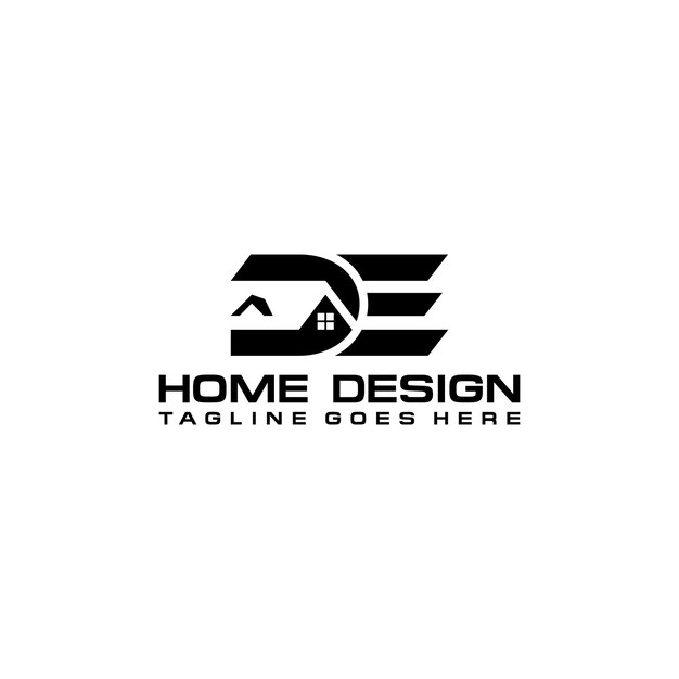Diseño vectorial del logotipo inicial de casa o bienes raíces DE