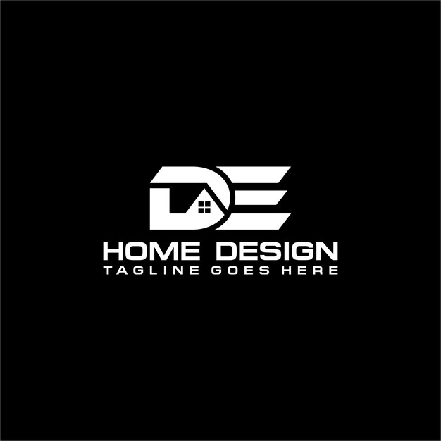 Diseño vectorial del logotipo inicial de casa o bienes raíces DE