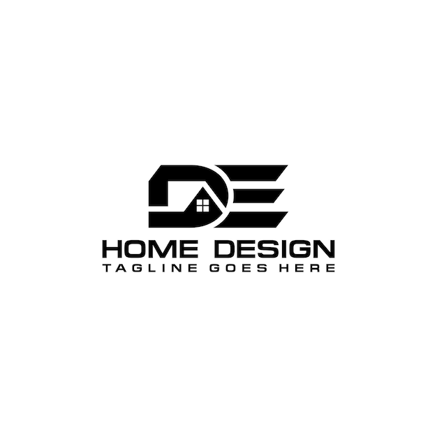 Diseño vectorial del logotipo inicial de casa o bienes raíces DE