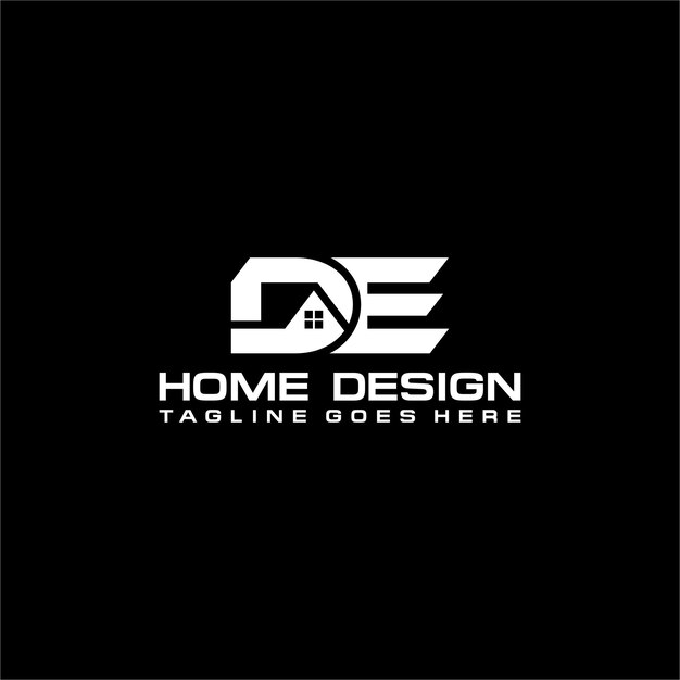 Diseño vectorial del logotipo inicial de casa o bienes raíces DE