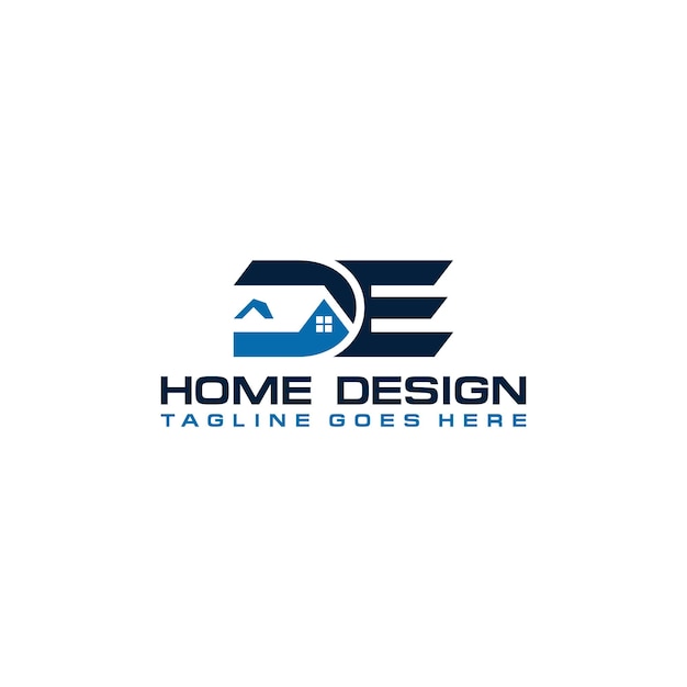 Diseño vectorial del logotipo inicial de casa o bienes raíces DE