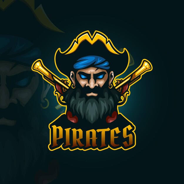 Vector diseño vectorial del logotipo de los juegos de esports de piratas