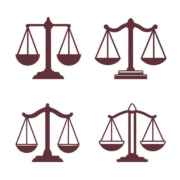 El diseño vectorial del logotipo de Justice Scale Set