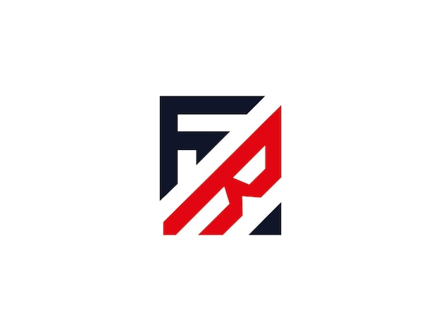 Diseño vectorial del logotipo de la letra FR azul y roja