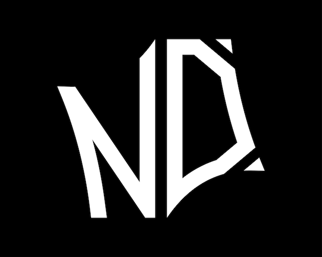 Diseño vectorial del logotipo de la letra ND